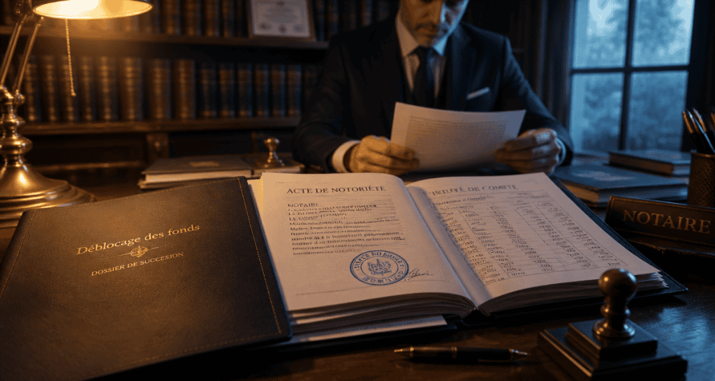 déblocage des fonds succession notaire bureau