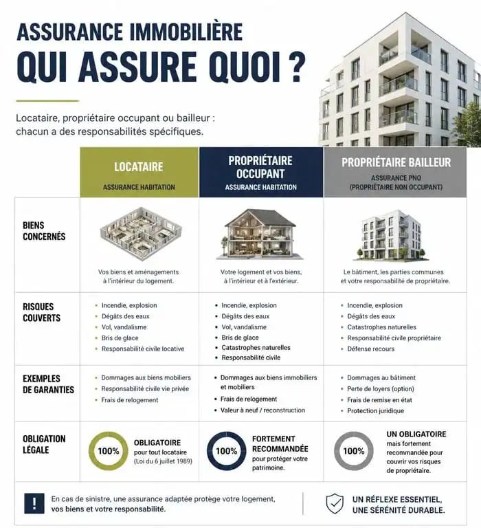 Infographie des responsabilités en assurance propriétaire non-occupant et locataire