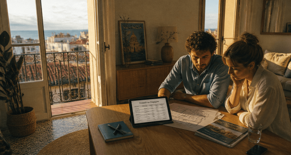 Investir en immobilier en Espagne, couple étudie rendement à Valence