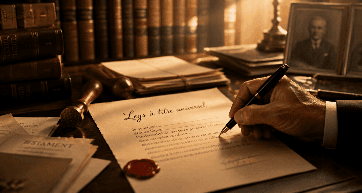 légataire à titre universel signant testament chez notaire