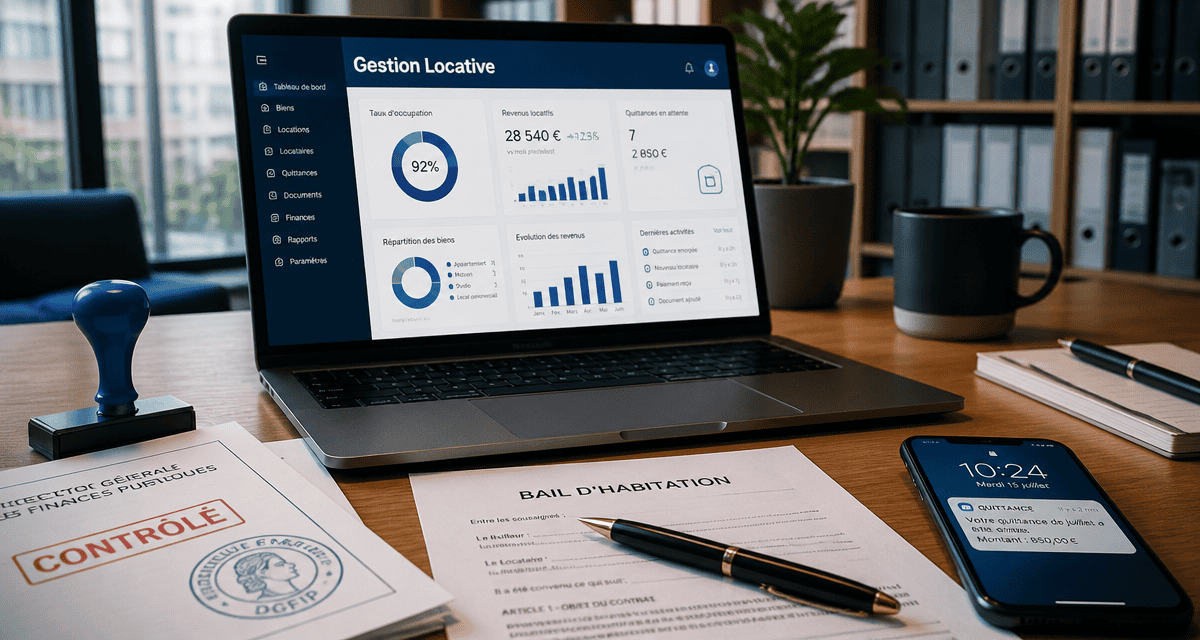 logiciel de gestion locative sur ordinateur portable