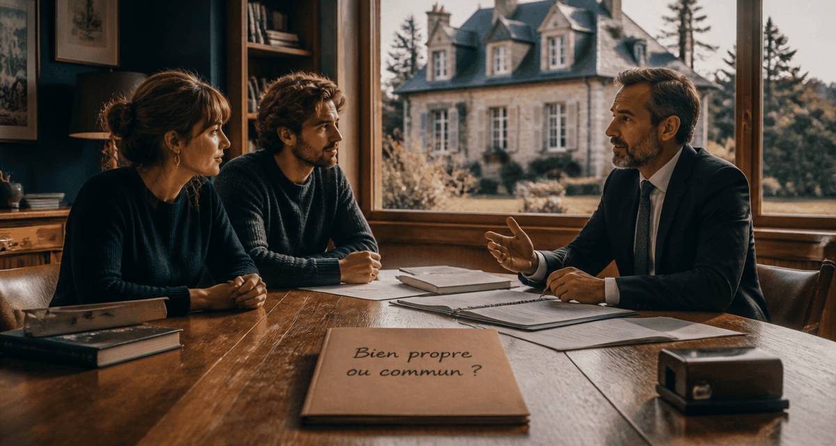 maison achetée avant mariage sans contrat, couple chez notaire