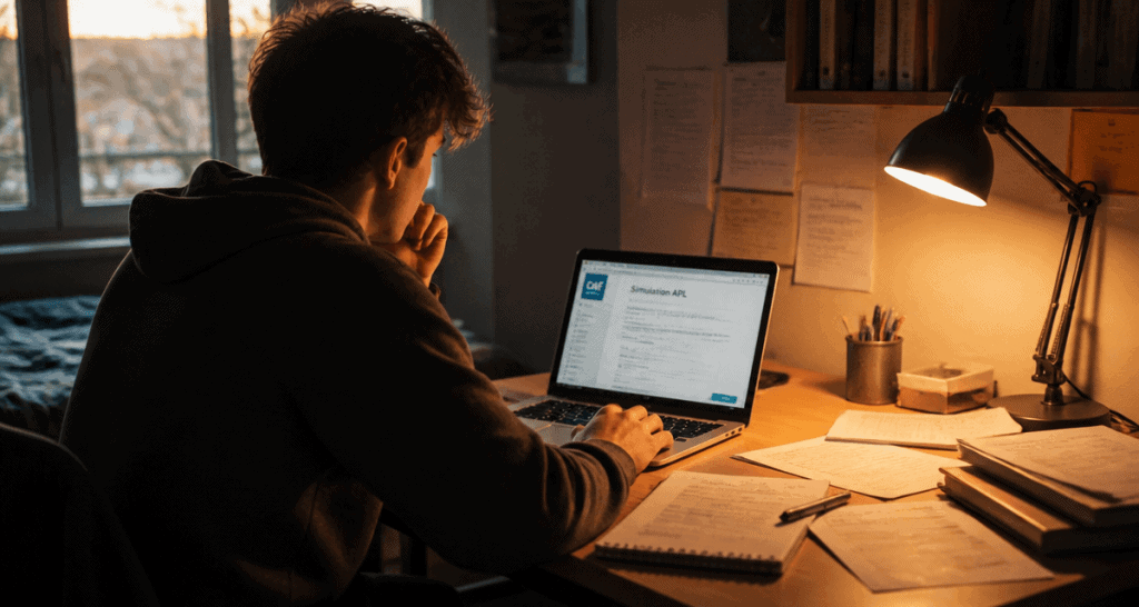 simulateur apl etudiant sur ordinateur chambre