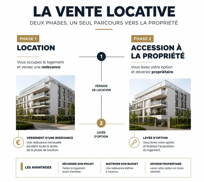 Schéma explicatif du fonctionnement de la vente locative et de l'accession à la propriété