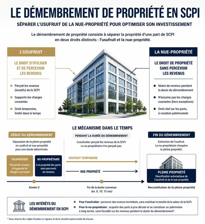 Schéma explicatif du démembrement de SCPI en nue-propriété