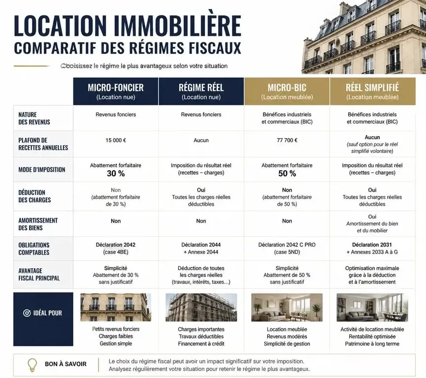 Comparatif des régimes fiscaux pour les propriétaires qui souhaitent louer un autre appartement