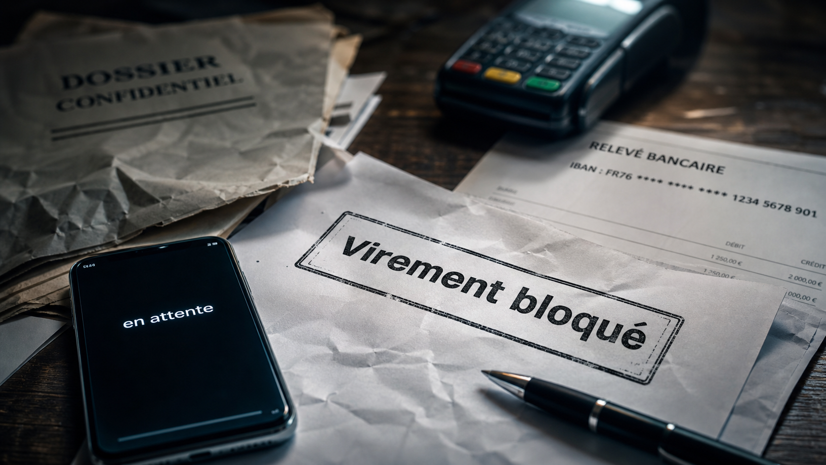 Virement vers un compte bloqué : en attente sur smartphone