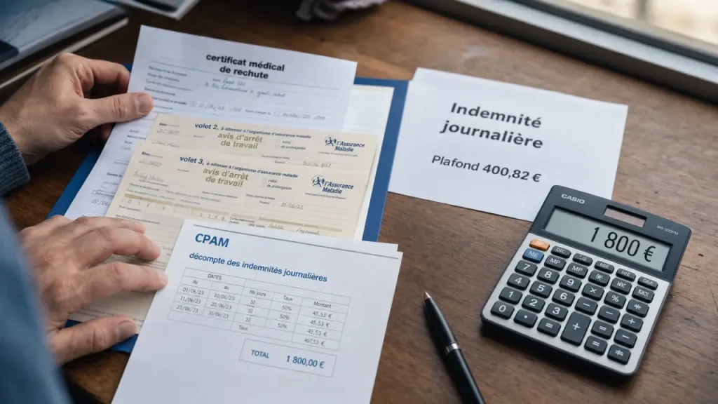 Rechute d’accident du travail : 60 %, 80 % et plafonds du calcul des indemnités journalières