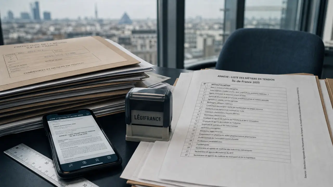 Liste des métiers en tension île-de-france 2025, documents administratifs et LÉGIFRANCE