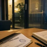 Ne pas retrouver son poste après arrêt maladie : dossier Contrat suspendu sur bureau