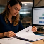 Employée prépare une demande temps partiel RQTH sur dossier RH