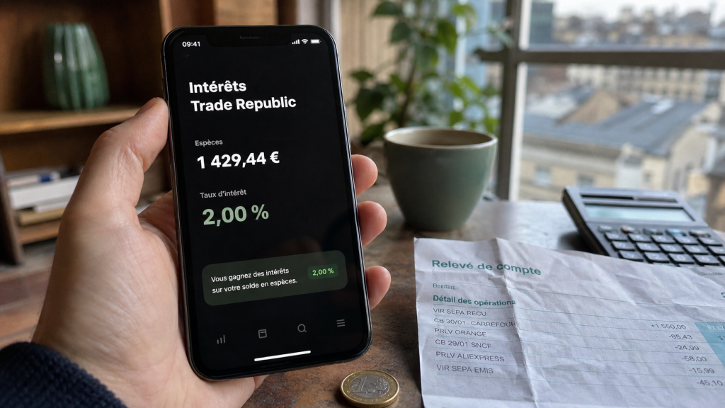 Trade Republic interets 2,00% sur solde espèces, intérêts mensuels