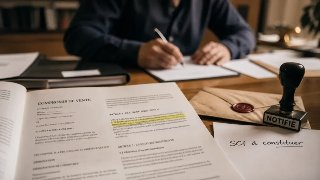 Clause de substitution exemple : une rédaction à prévoir dans un compromis pour acheter via une SCI