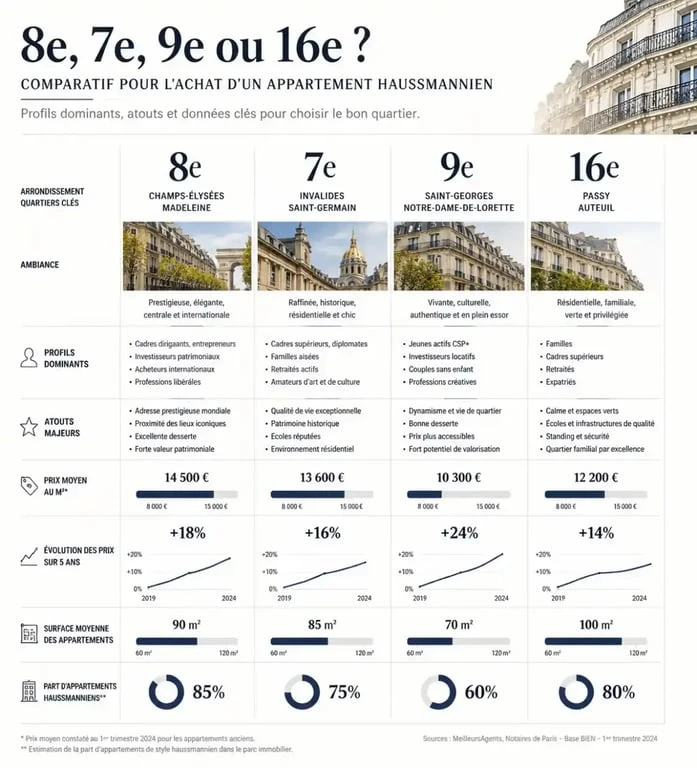 Comparatif des arrondissements parisiens pour acheter un appartement haussmannien