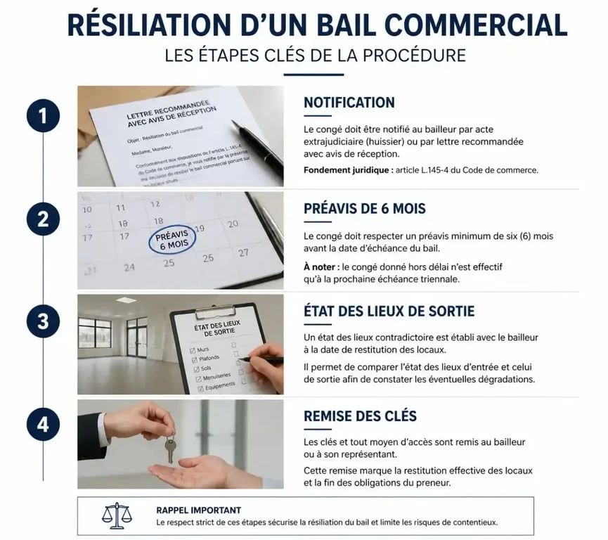 Étapes de la procédure de renon bail commercial