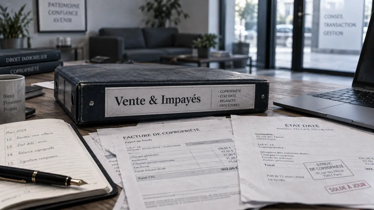 Vente appartement impayés copropriété : dossier et documents du syndic visibles